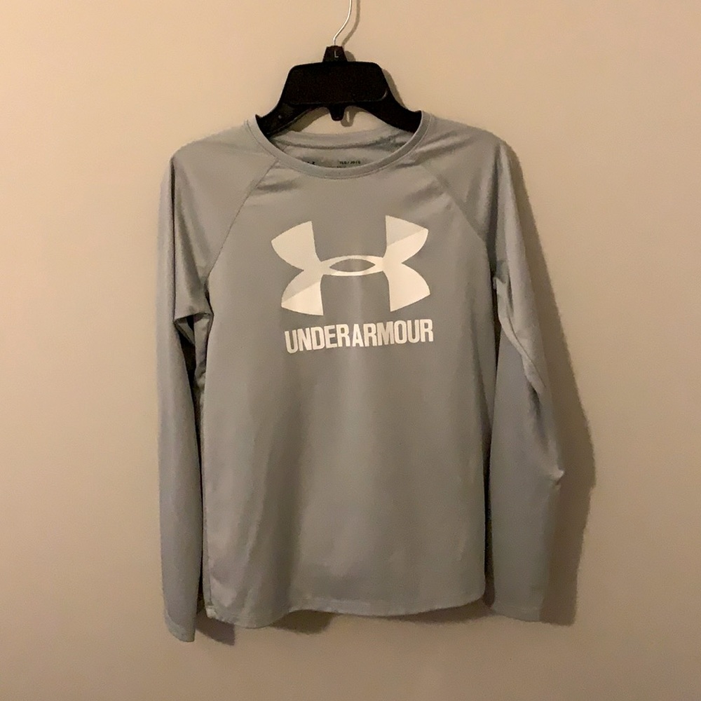 grey under amour long sleeve tee YL